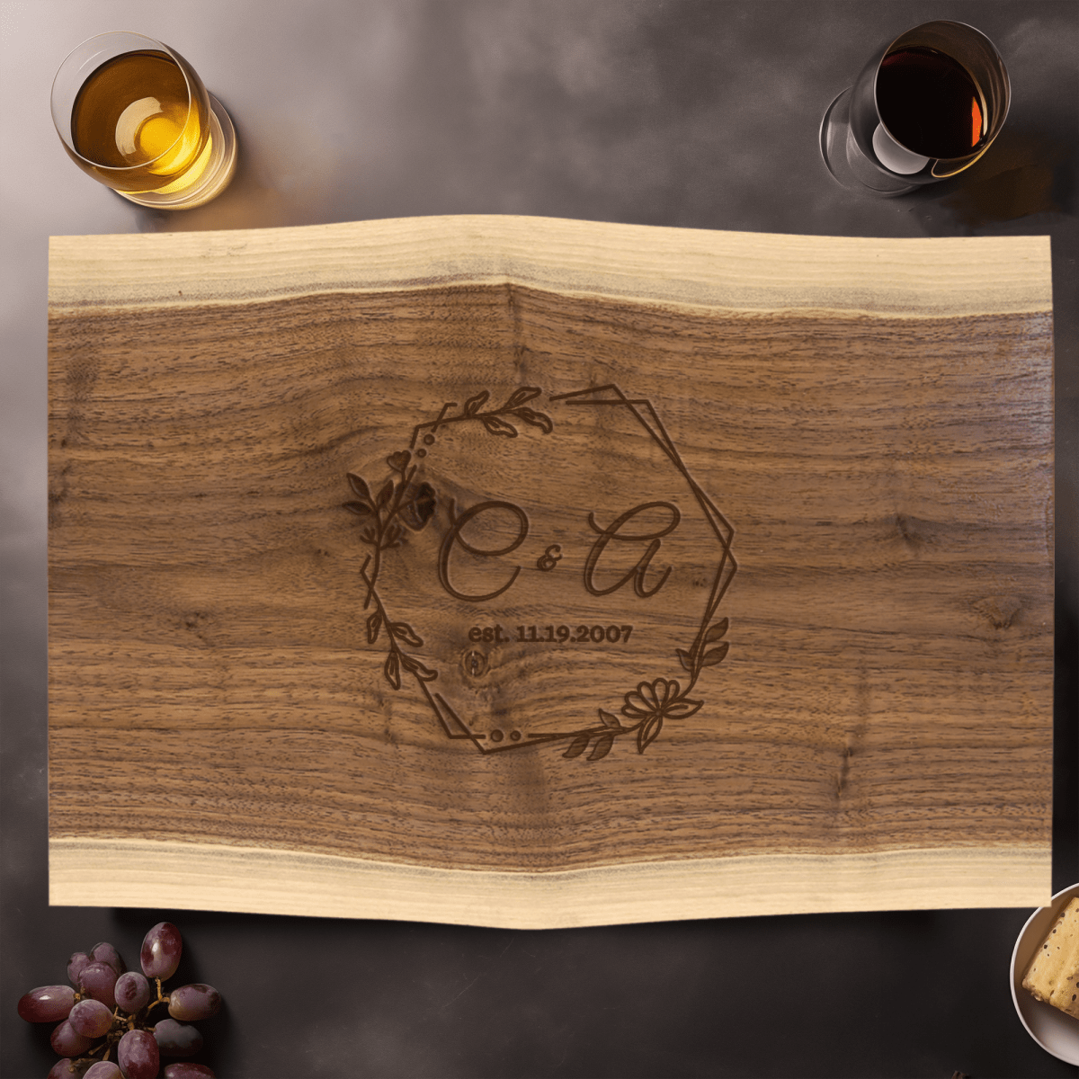Anniversary Walnut Cutting Board With Enduring Love Design
