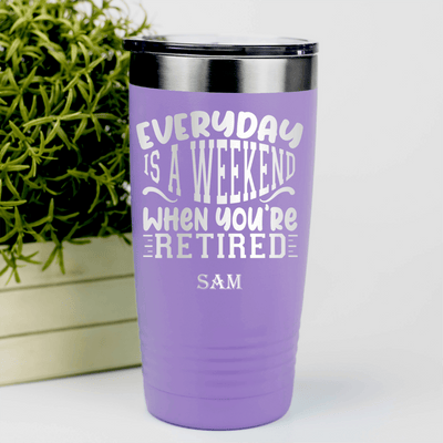 Light Purple Retirement Tumbler With Every Day Is A Weekend Design