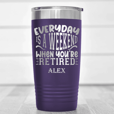 Purple Retirement Tumbler With Every Day Is A Weekend Design