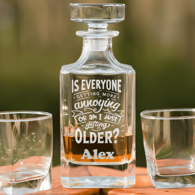 Funny Old Man Whiskey Decanter With Everyones Getting Annoying Design