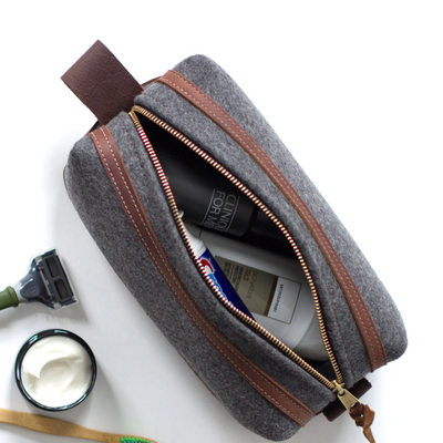 Felt and Leather Toiletry Bag