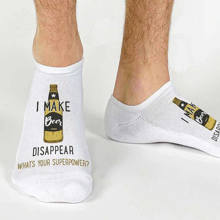 Unique Personalized Making Beer Disappear Socks Customized Socks Gifts for Men by Groovy Guy