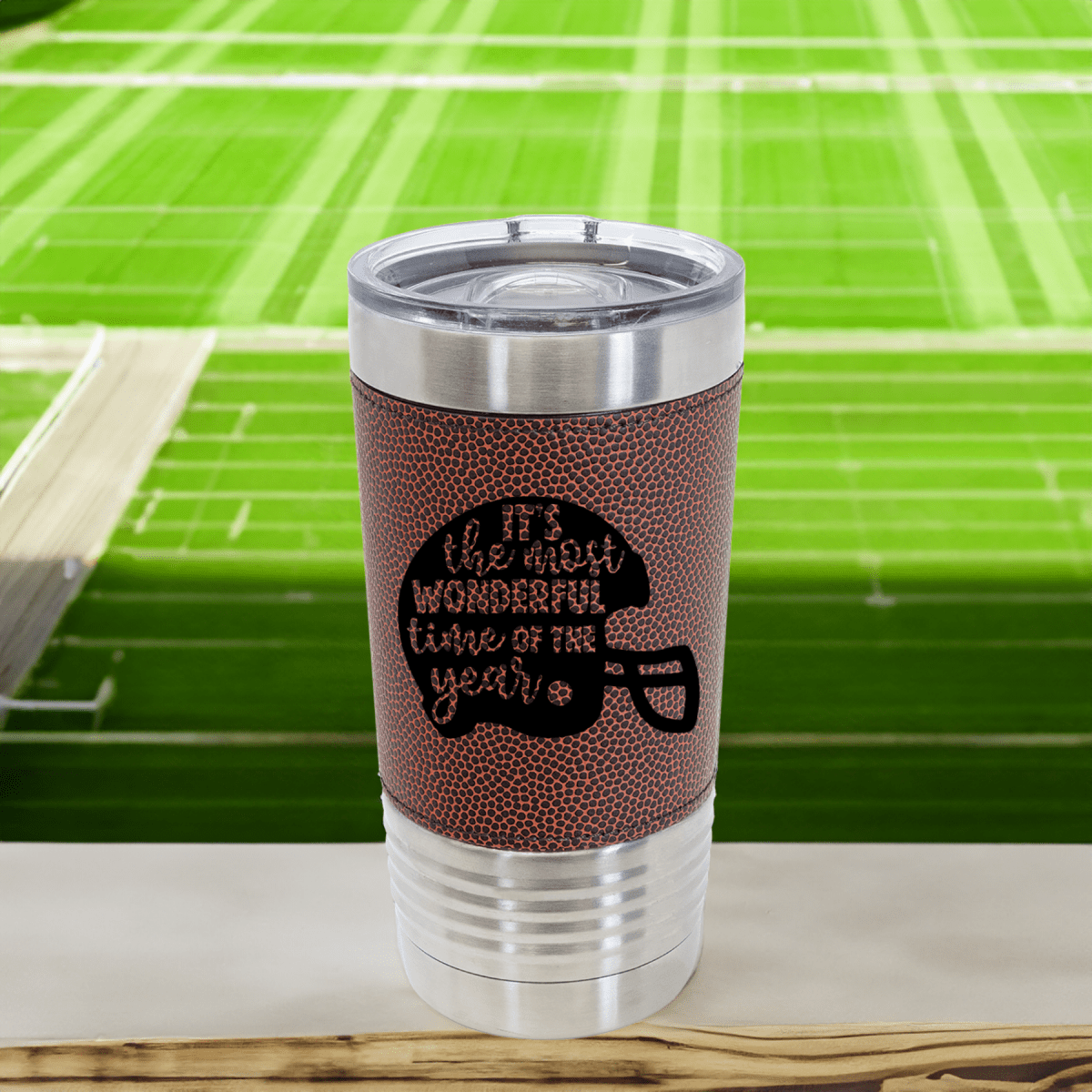 Unique Personalized Festive Football Cheers Football Tumbler Customized Football Tumbler Gifts for Men by Groovy Guy