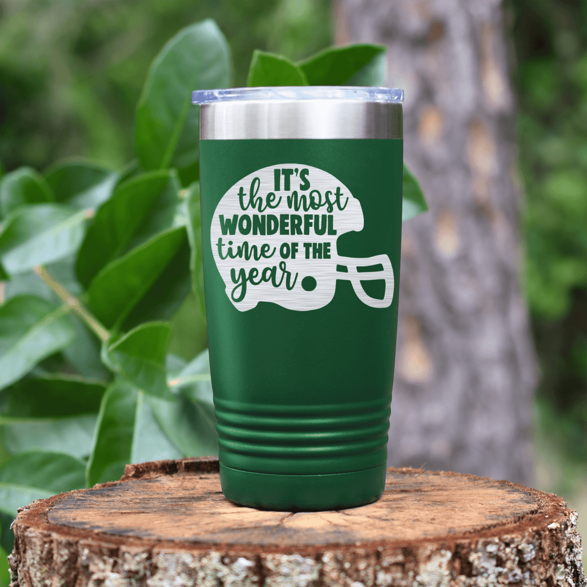 Green football tumbler Festive Football Cheers