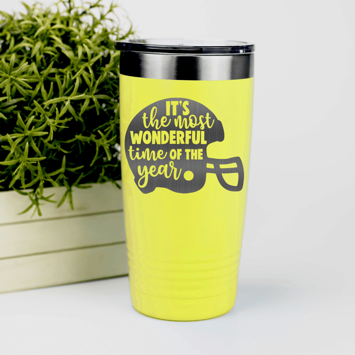 Yellow football tumbler Festive Football Cheers