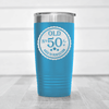 Light Blue Birthday Tumbler With Fifty Aged To Perfection Design
