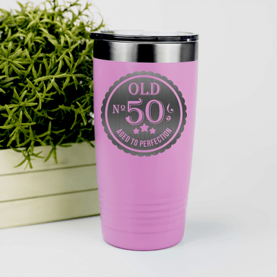 Pink Birthday Tumbler With Fifty Aged To Perfection Design
