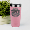 Salmon Birthday Tumbler With Fifty Aged To Perfection Design