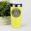 Yellow Birthday Tumbler With Fifty Aged To Perfection Design