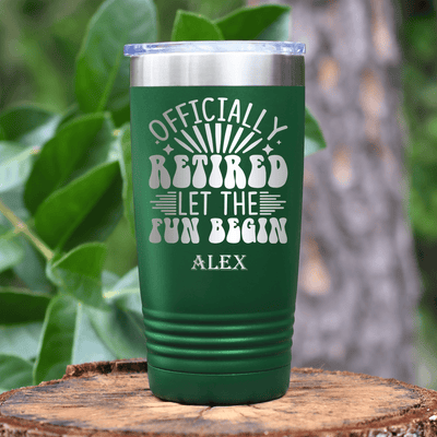 Green Retirement Tumbler With Finally Free Design