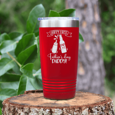 Red fathers day tumbler First Fathers Day