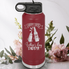 Maroon Fathers Day Water Bottle With First Fathers Day Design