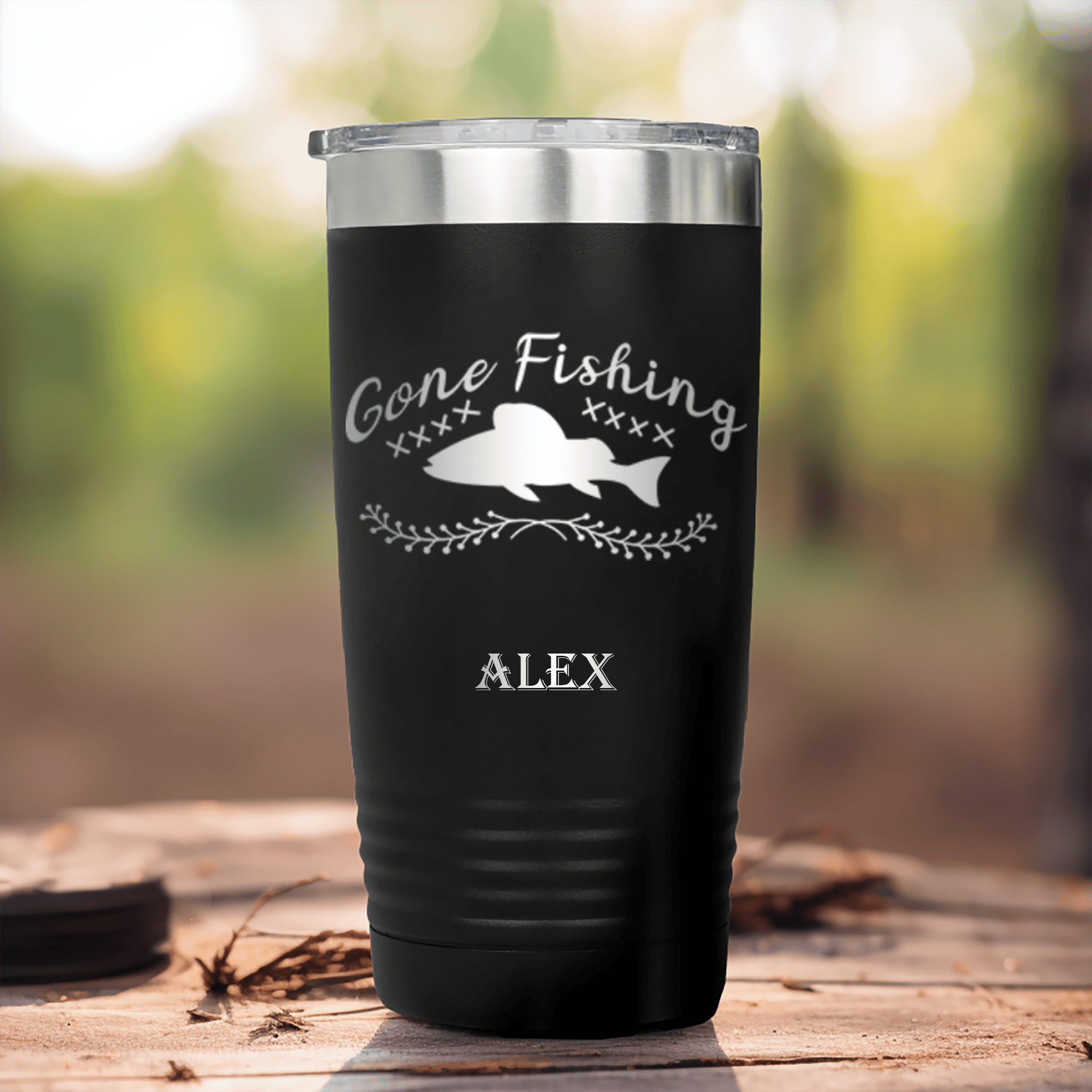 Black Fishing Tumbler With Fishing For The Day Design