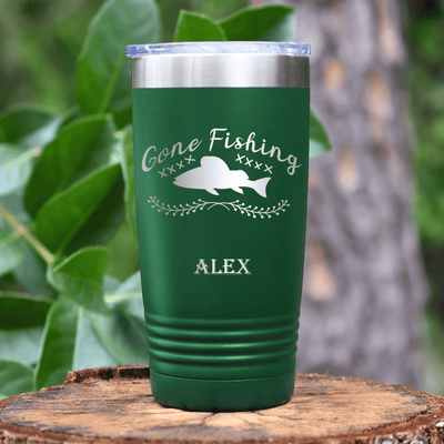 Green Fishing Tumbler With Fishing For The Day Design