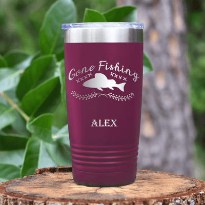 Maroon Fishing Tumbler With Fishing For The Day Design
