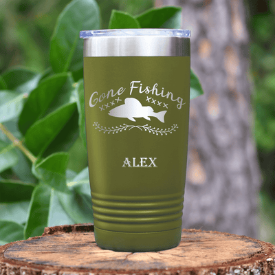 Military Green Fishing Tumbler With Fishing For The Day Design