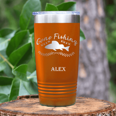 Orange Fishing Tumbler With Fishing For The Day Design