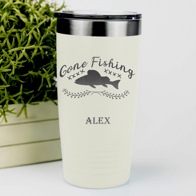 White Fishing Tumbler With Fishing For The Day Design