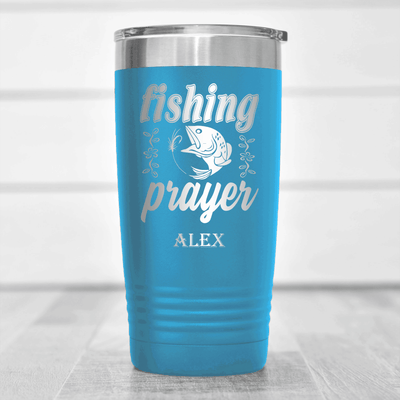 Light Blue Fishing Tumbler With Fishing Prayer Design