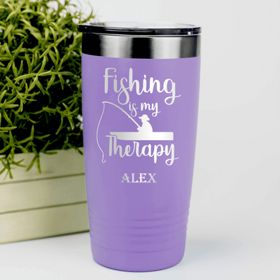Light Purple Fishing Tumbler With Fishing Therapy Design