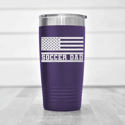 Purple soccer tumbler Flag Waving Soccer Enthusiast