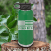 Green Soccer Water Bottle With Flag Waving Soccer Enthusiast Design