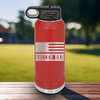 Red Soccer Water Bottle With Flag Waving Soccer Enthusiast Design
