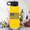 Yellow Soccer Water Bottle With Flag Waving Soccer Enthusiast Design