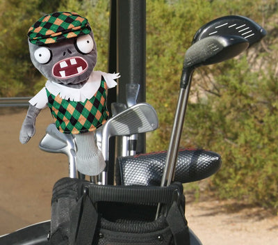 Zombie golfer head cover on golf clubs