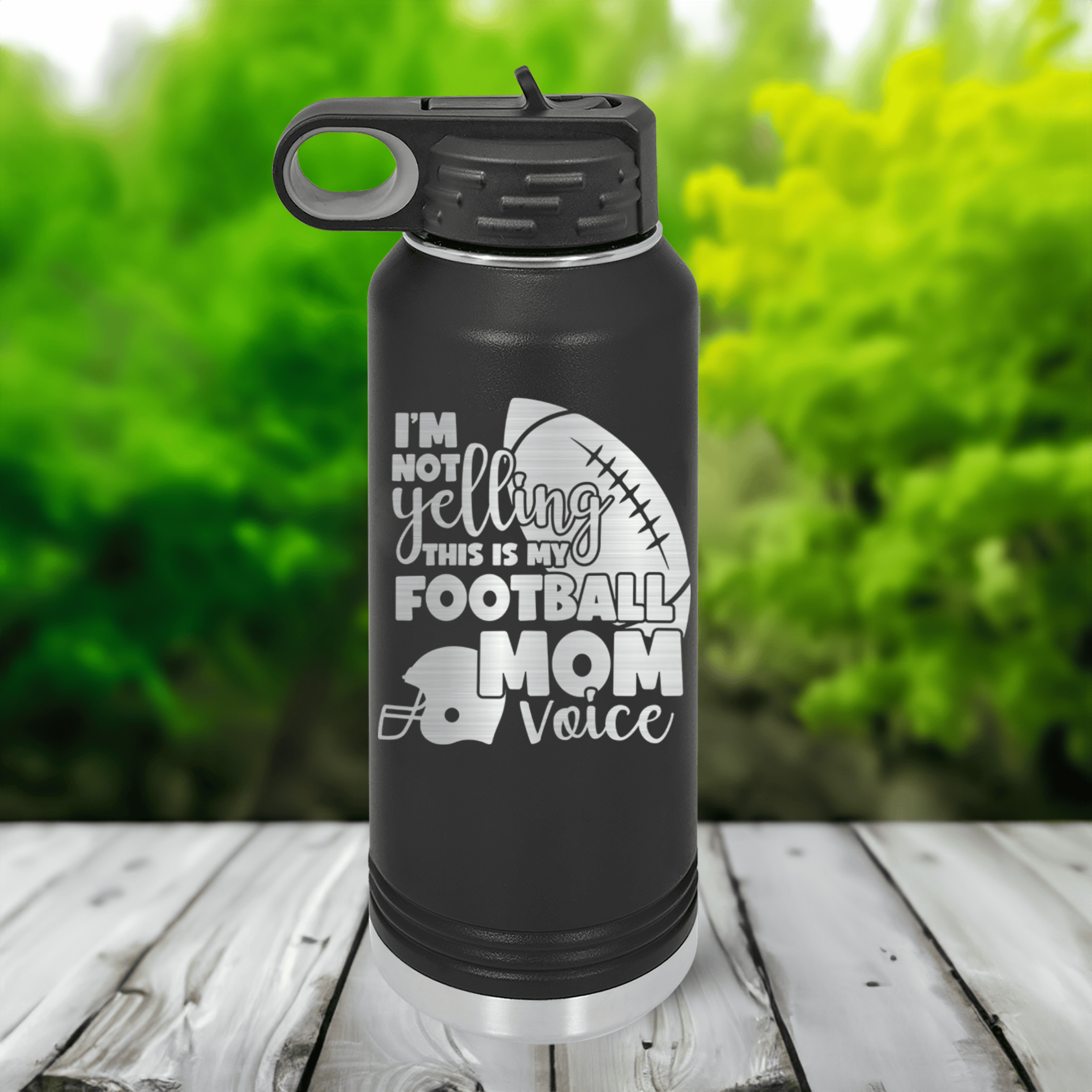 Funny Loud & Proud Football Mom 32 Oz Water Bottle 