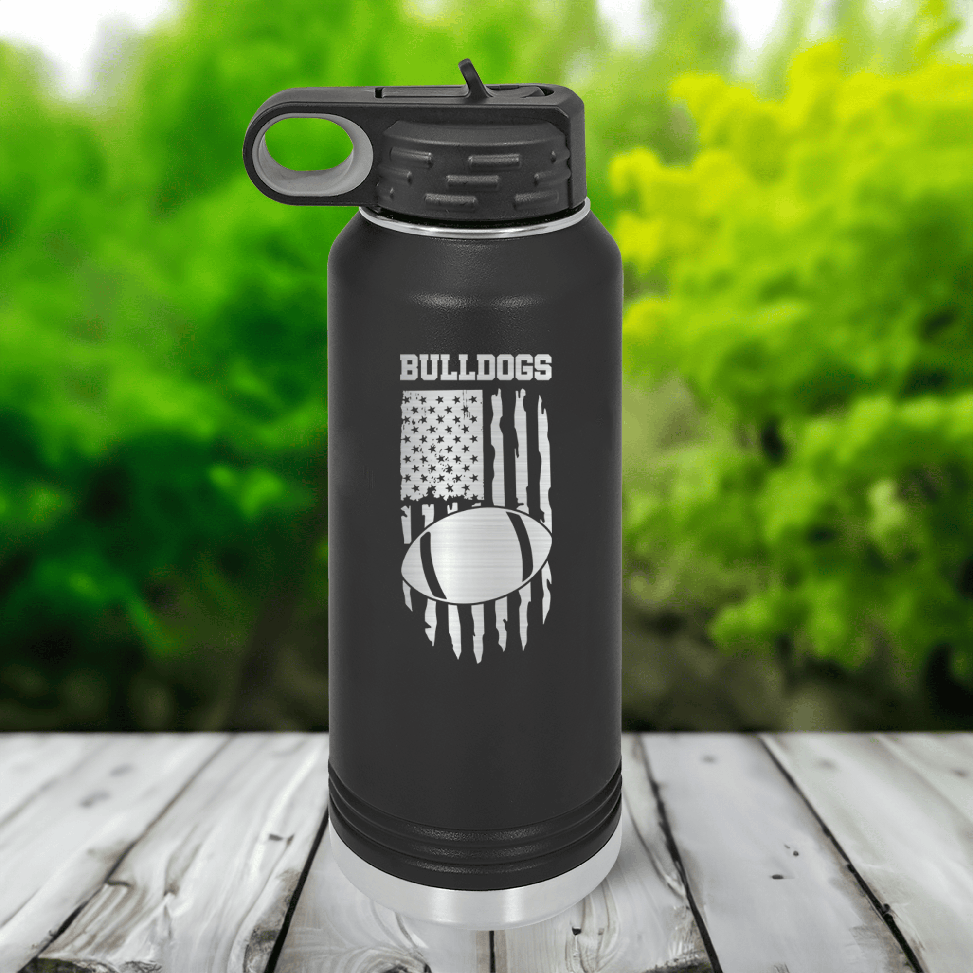 Stars, Stripes, and Touchdowns Personalized 32 Oz Water Bottle 