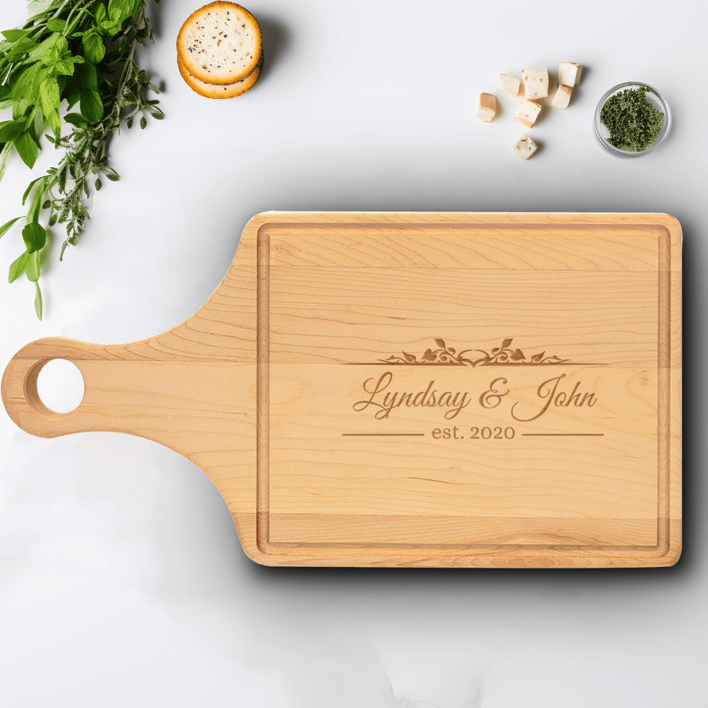 Anniversary Maple Paddle Cutting Board With Forever United Design