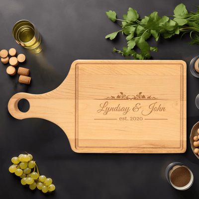Anniversary Maple Paddle Cutting Board With Forever United Design
