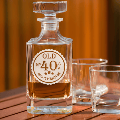 Birthday Whiskey Decanter With Fourty Aged To Perfection Design