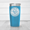 Light Blue Birthday Tumbler With Fourty Aged To Perfection Design