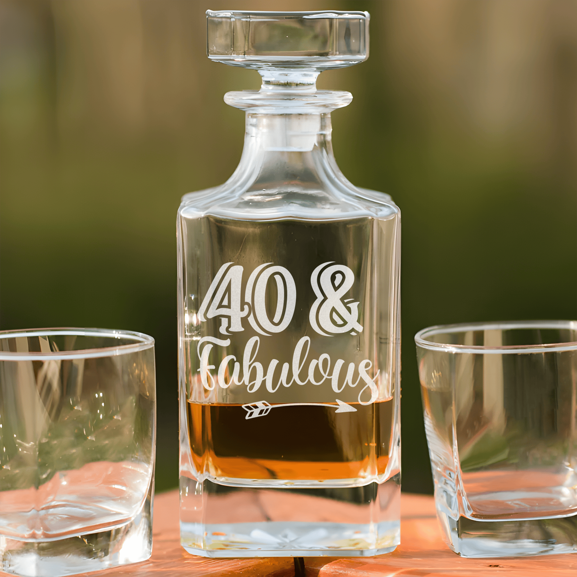 Birthday Whiskey Decanter With Fourty And Fabulous Design