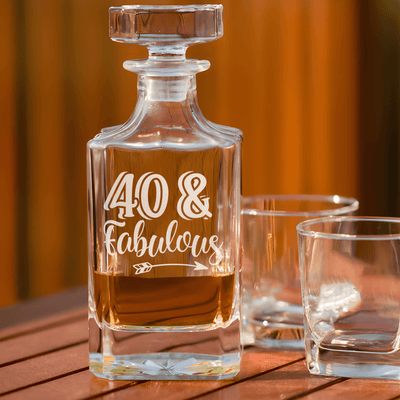 Birthday Whiskey Decanter With Fourty And Fabulous Design