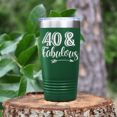 Green Birthday Tumbler With Fourty And Fabulous Design
