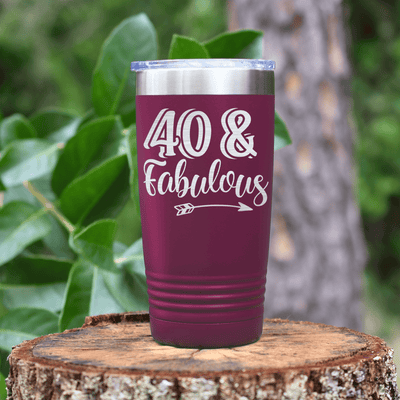 Maroon Birthday Tumbler With Fourty And Fabulous Design