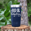 Navy Birthday Tumbler With Fourty And Fabulous Design