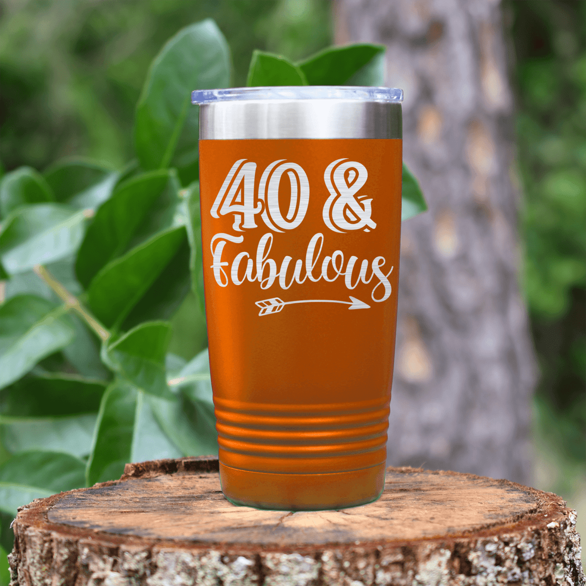 Orange Birthday Tumbler With Fourty And Fabulous Design