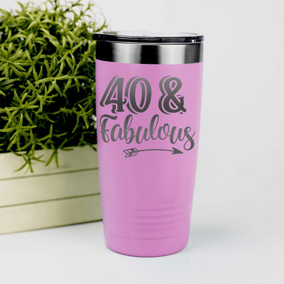 Pink Birthday Tumbler With Fourty And Fabulous Design