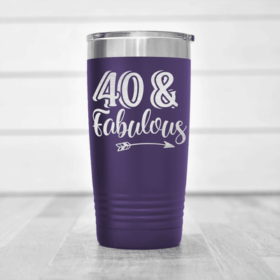 Purple Birthday Tumbler With Fourty And Fabulous Design