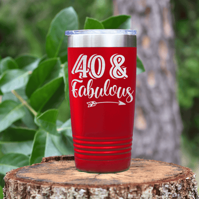 Red Birthday Tumbler With Fourty And Fabulous Design
