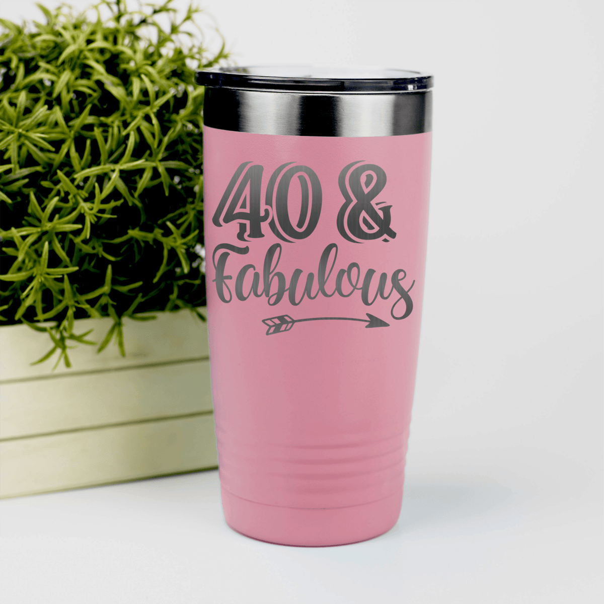Salmon Birthday Tumbler With Fourty And Fabulous Design