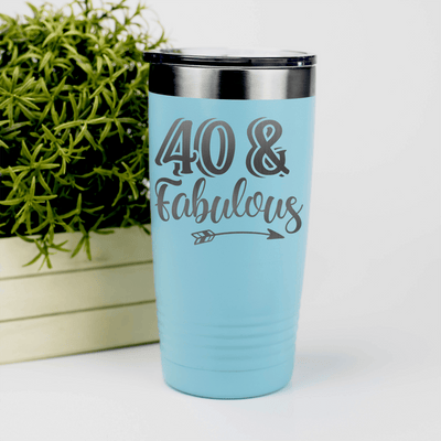 Teal Birthday Tumbler With Fourty And Fabulous Design