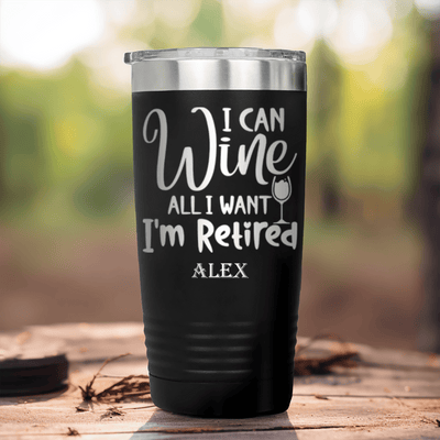 Black Retirement Tumbler With Free To Wine Design