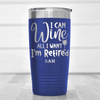 Blue Retirement Tumbler With Free To Wine Design