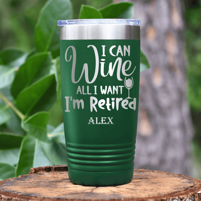 Green Retirement Tumbler With Free To Wine Design
