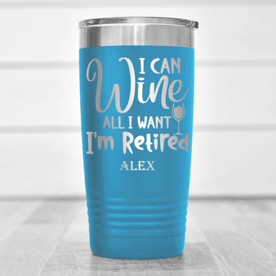 Light Blue Retirement Tumbler With Free To Wine Design